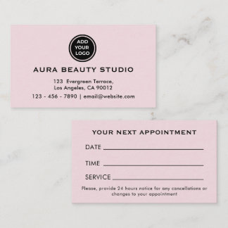 Blush Pink Logo Contact Business Appointment Card