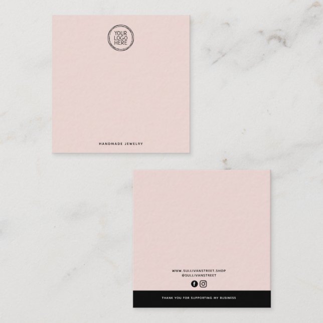 Blush Pink Logo Hoop Earrings Display Card (Front/Back)