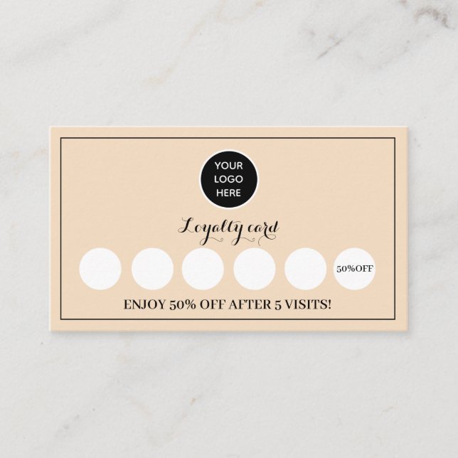 Blush Pink Logo Modern Business Reward Punch Loyalty Card (Front)