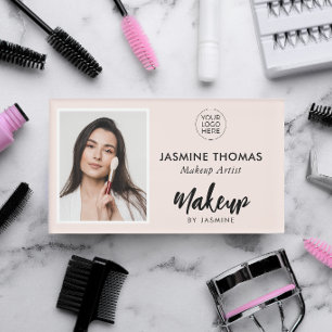 Blush Pink Logo Photo Makeup Name Tag