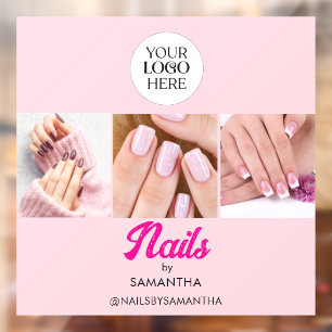 Blush Pink Logo Photo Nails