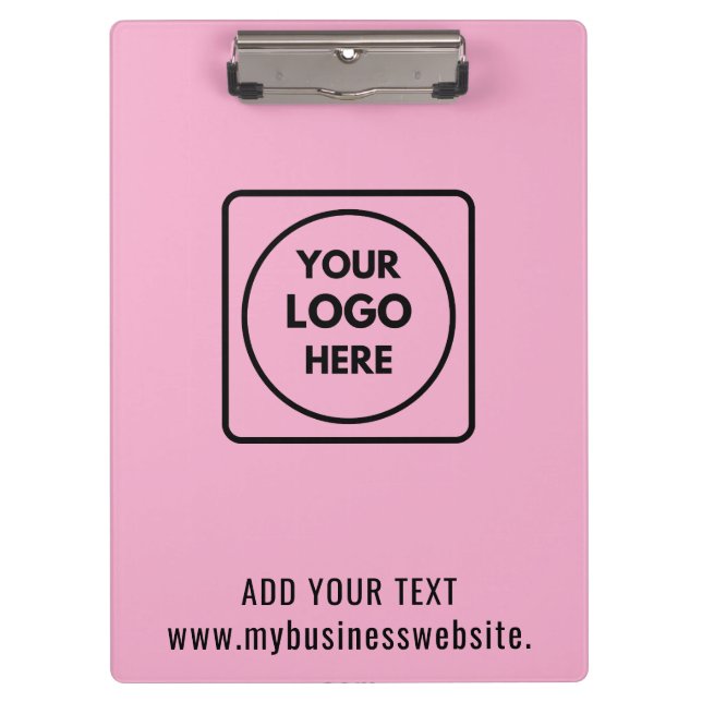Blush Pink Logo Text Business clipboard (Front)