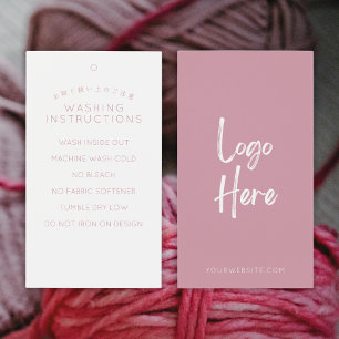 Blush Pink Logo Washing Instructions Tag
