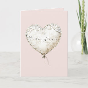 Blush Pink Love Forever White Faux Lace Balloon Card