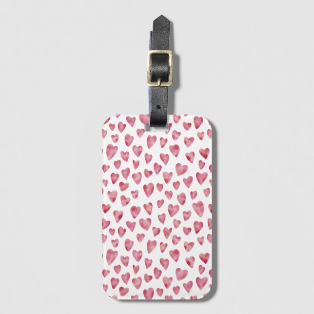 Blush Pink love heart Luggage Tag (Front Vertical)