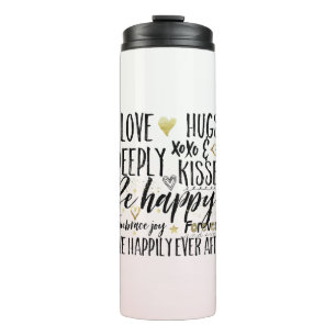 Blush Pink Love Hugs XOXO Kisses Happy Heart Thermal Tumbler