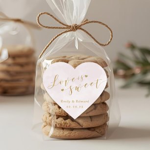 Blush Pink Love is Sweet Wedding Sweet Treat Favou Heart Sticker