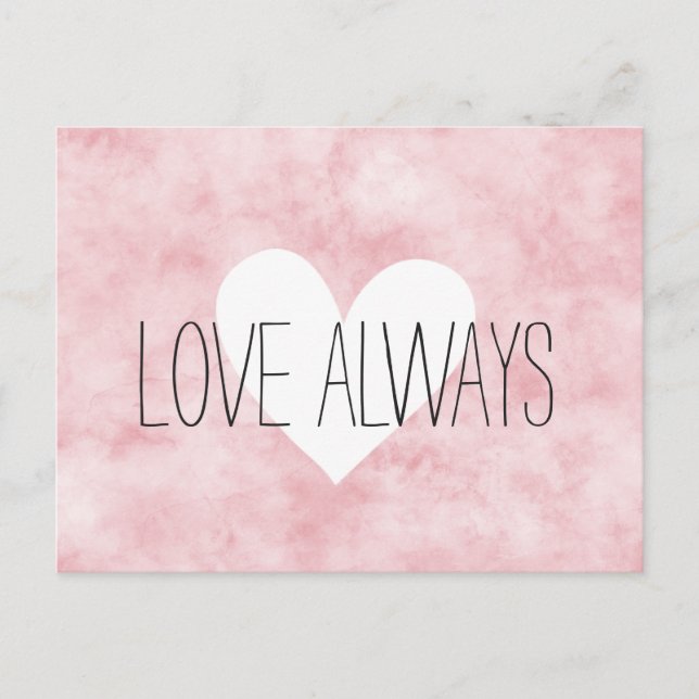 Blush Pink Love White Heart Postcard (Front)