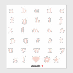 Blush Pink Lower Case Text Letters Alphabet Heart