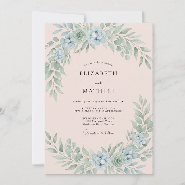 Blush Pink Luminous Spring Wedding Invitation (Front)