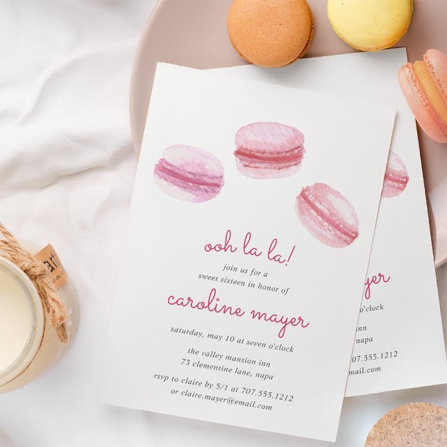 Blush Pink Macarons Sweet Sixteen Party Invitation (Creator Uploaded)