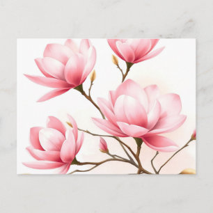 Blush Pink Magnolia with Gold Accents Postcard