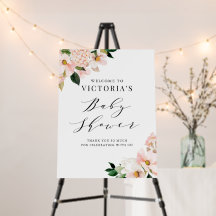 Blush Pink Magnolias Floral Baby Shower Welcome