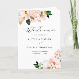 Blush Pink Magnolias & Hydrangeas Wedding Booklet Program