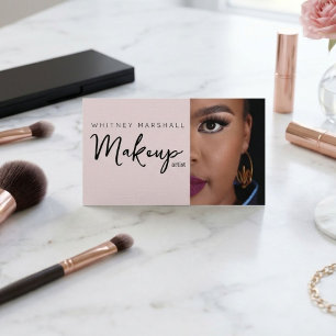 Blush Pink Makeup Artist Photo Business Card