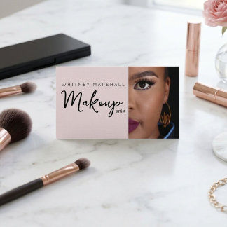 Blush Pink Makeup Artist Photo Business Card