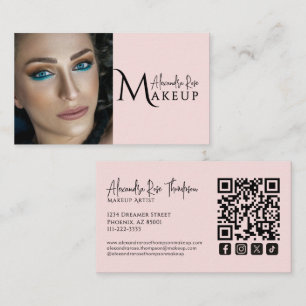 Blush Pink Makeup Artist Qr Code Social Icon Business Card