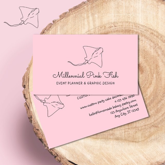 Blush Pink Manta Ray Fish Business Card (Creator Uploaded)