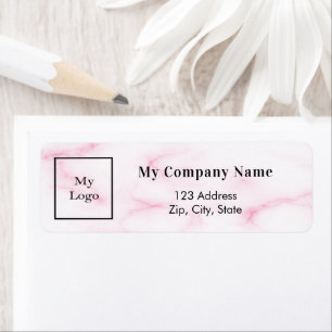 Blush pink marble business logo return address return address label
