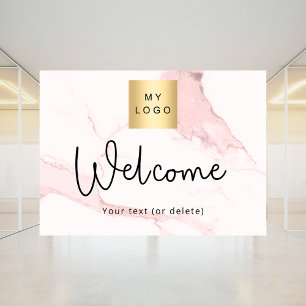 Blush pink marble business logo welcome