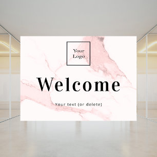 Blush pink marble business logo welcome