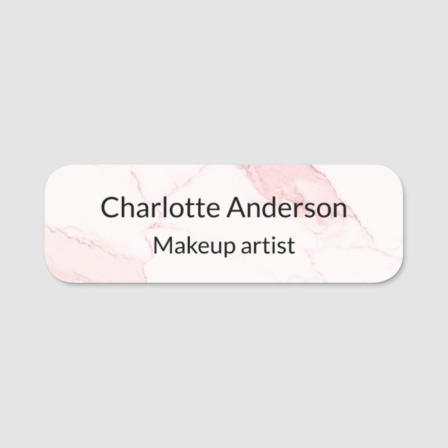 Blush pink marble elegant business name tag (Front)