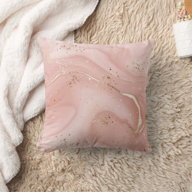 Blush Pink Marble Gold Glitter Abstract Pattern Cushion (Blanket)