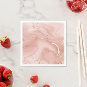 Blush Pink Marble Gold Glitter Abstract Pattern Napkin