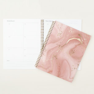 Blush Pink Marble Gold Glitter Abstract Pattern Planner