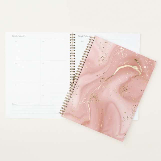 Blush Pink Marble Gold Glitter Abstract Pattern Planner (Display)