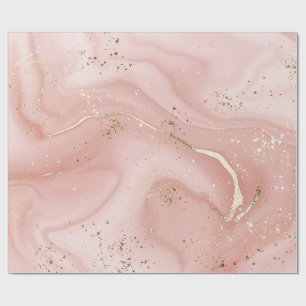 Blush Pink Marble Gold Glitter Abstract Pattern Wrapping Paper