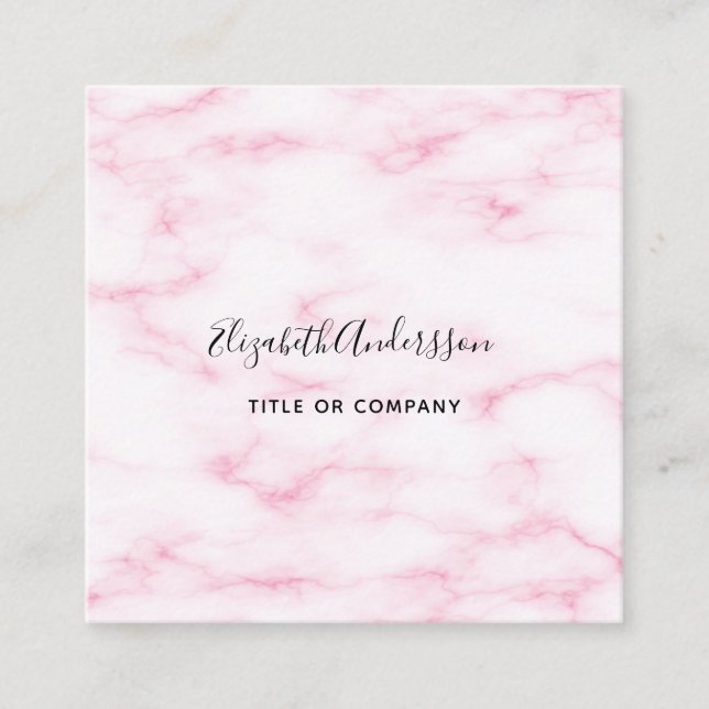 Blush pink marble gold profile photo QR code Square Business Card (Front)