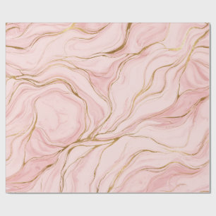 Blush Pink Marble Gold Veins Luxury Wrapping Paper