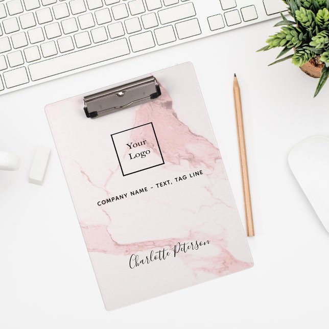 Blush pink marble name elegant business logo clipboard (Creator Uploaded)