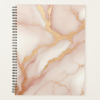 Blush Pink Marble Planner with Gold Veins