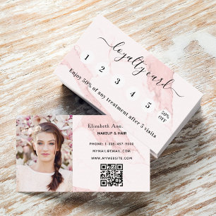 Blush pink marble qr code photo loyalty card