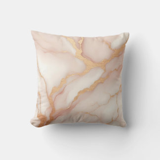 Blush Pink Marble Throw Pillow with Gold Veins