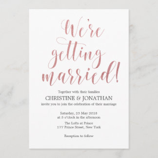 Blush pink marble watercolor wedding invitation