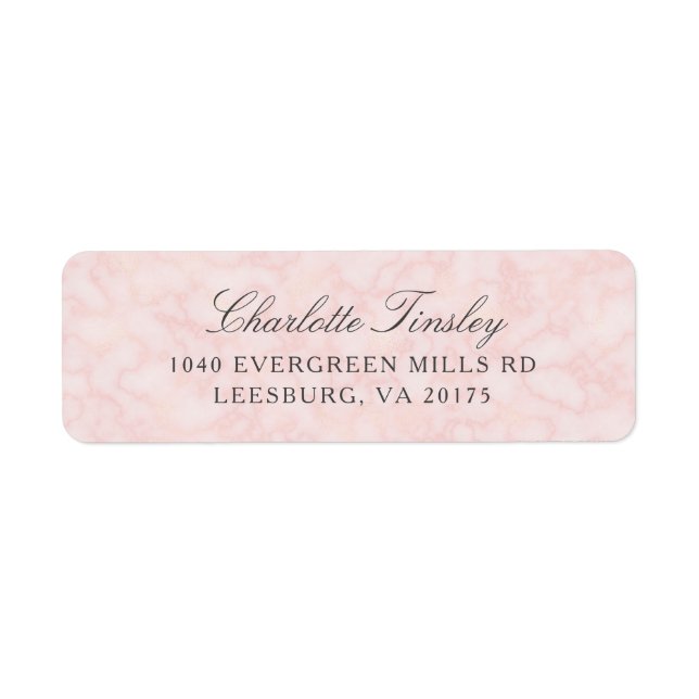 Blush Pink Marbled Pattern Return Address Label (Front)