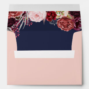 Blush Pink Marsala Fall Peony Wedding Envelopes