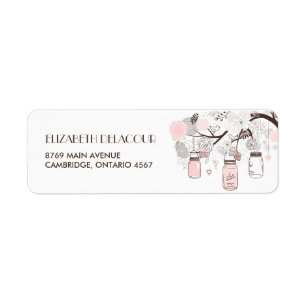 Blush Pink Mason Jars Floral Wedding Address Label Return Address Label