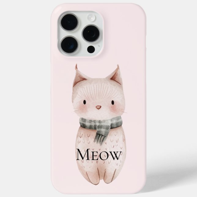 Blush Pink Meow Cat  Case-Mate iPhone Case (Back)