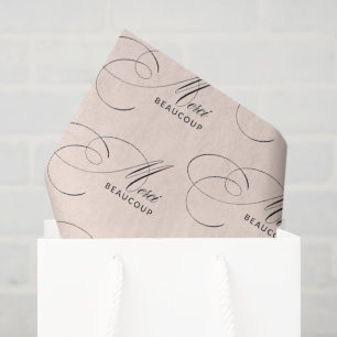 Blush Pink Merci Beaucoup Calligraphy Thank You Tissue Paper