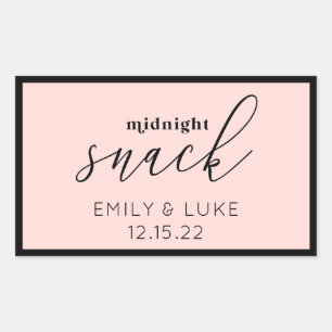 Blush Pink Midnight Snack Custom Wedding  Square S Rectangular Sticker
