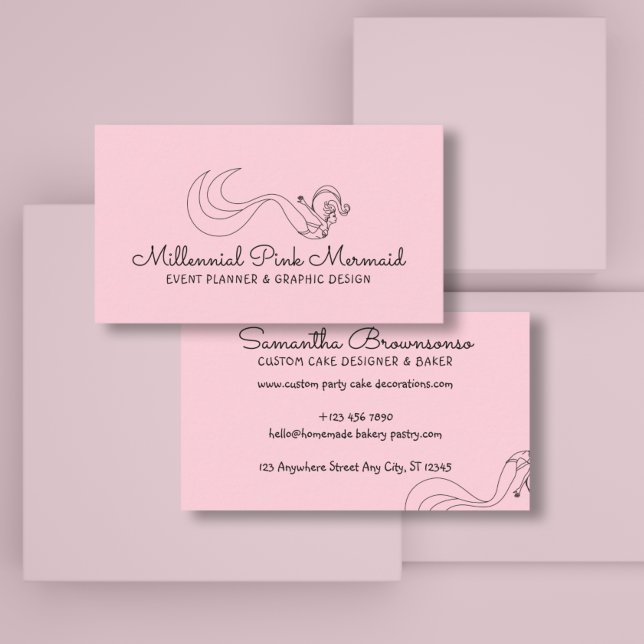 Blush Pink Millennial Mermaid Business Card (Creator Uploaded)