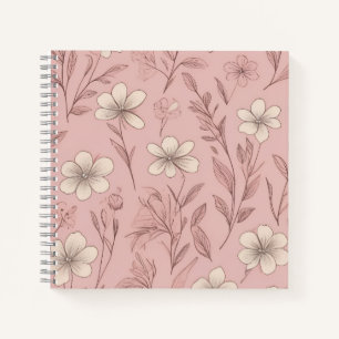 Blush Pink Minimal Floral Pattern Notebook