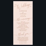Blush Pink Minimal Wedding Ceremony Program<br><div class="desc">Minimal wedding program featuring modern script font on a blush pink background. All the wedding ceremony information and the wedding party's name listed on this program.</div>
