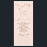 Blush Pink Minimal Wedding Ceremony Program<br><div class="desc">Minimal wedding program featuring modern script font on a blush pink background. All the wedding ceremony information and the wedding party's name listed on this program.</div>