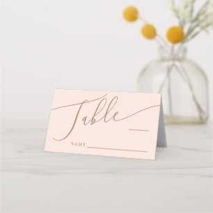 Blush Pink Minimal Wedding Table Number Place Card
