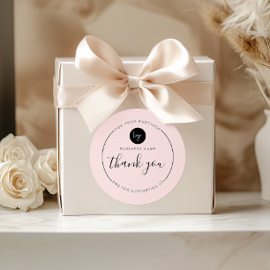 Blush Pink Minimalist Aesthetic Thank You Circle Classic Round Sticker